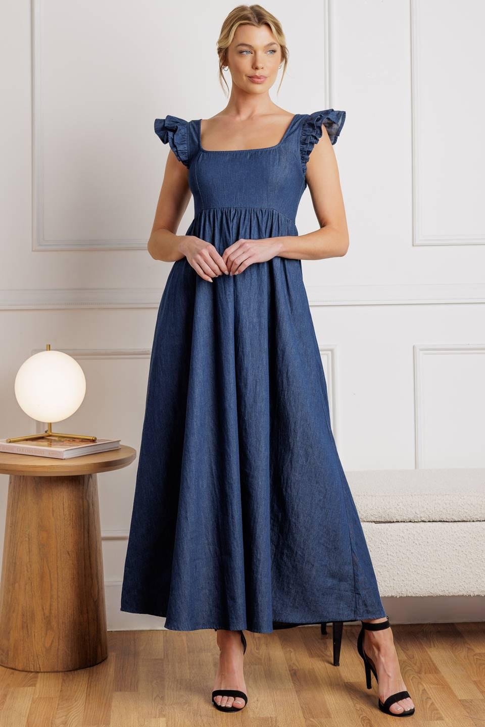 KILLING TIME CHAMBRAY MIDI DRESS Flying Tomato