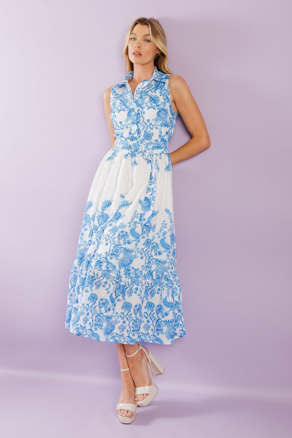 PALM SHORES WOVEN MIDI DRESS Flying Tomato