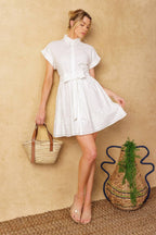FEEL THE VIBE WOVEN MINI DRESS Flying Tomato