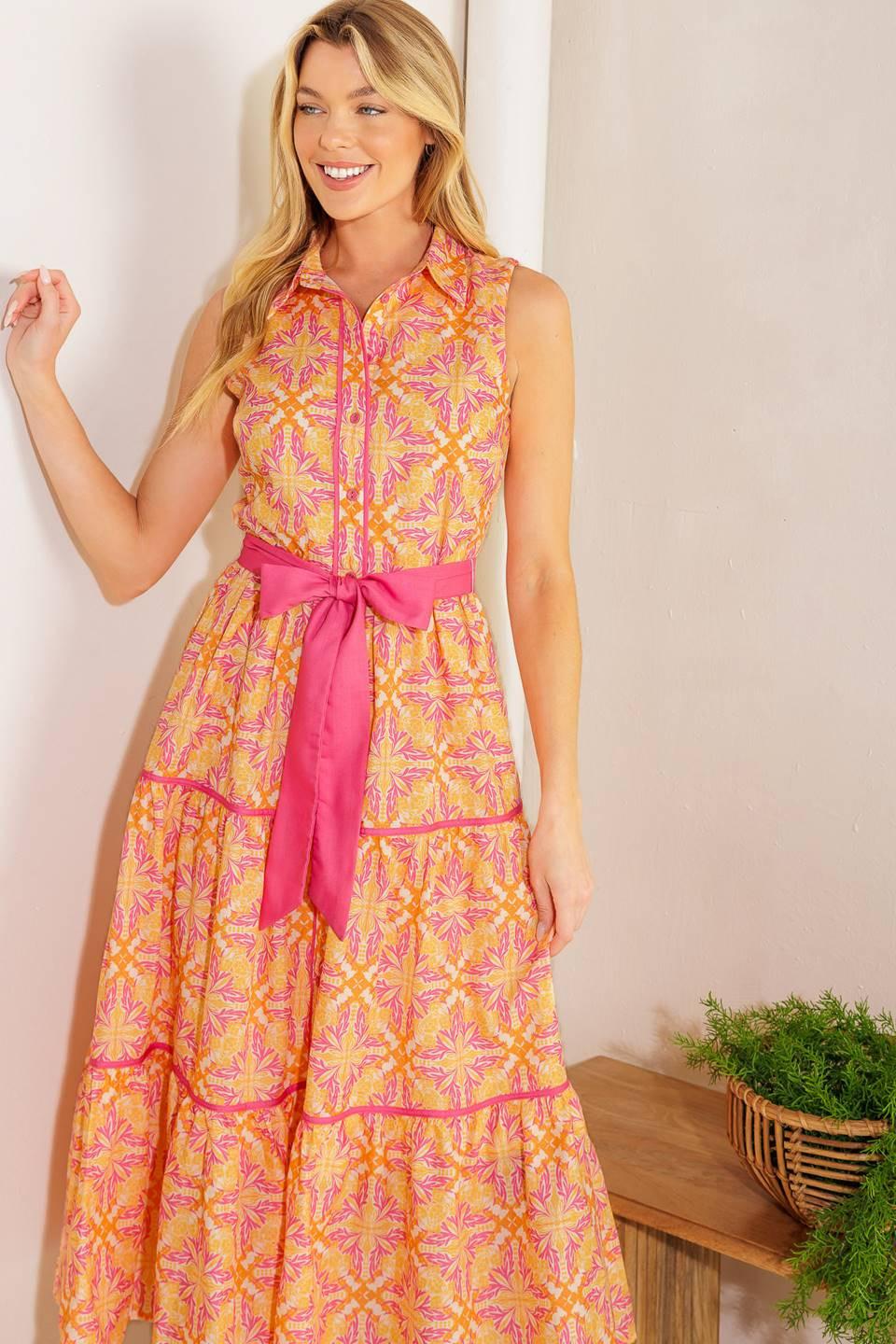RAINFOREST RADIANCE WOVEN MIDI DRESS Flying Tomato