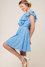 KEEP ME CLOSE POWDER BLUE WOVEN MINI DRESS Flying Tomato