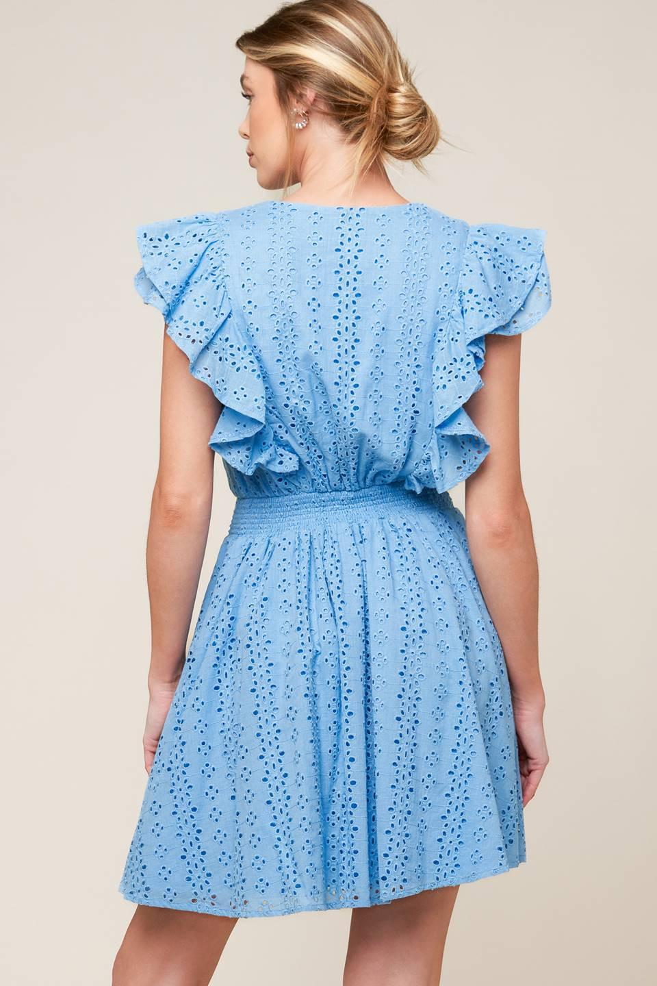KEEP ME CLOSE POWDER BLUE WOVEN MINI DRESS Flying Tomato