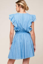 KEEP ME CLOSE POWDER BLUE WOVEN MINI DRESS Flying Tomato