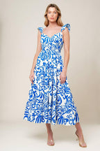 MEMORABLE ENTRANCE BLUE WOVEN MDI DRESS Flying Tomato