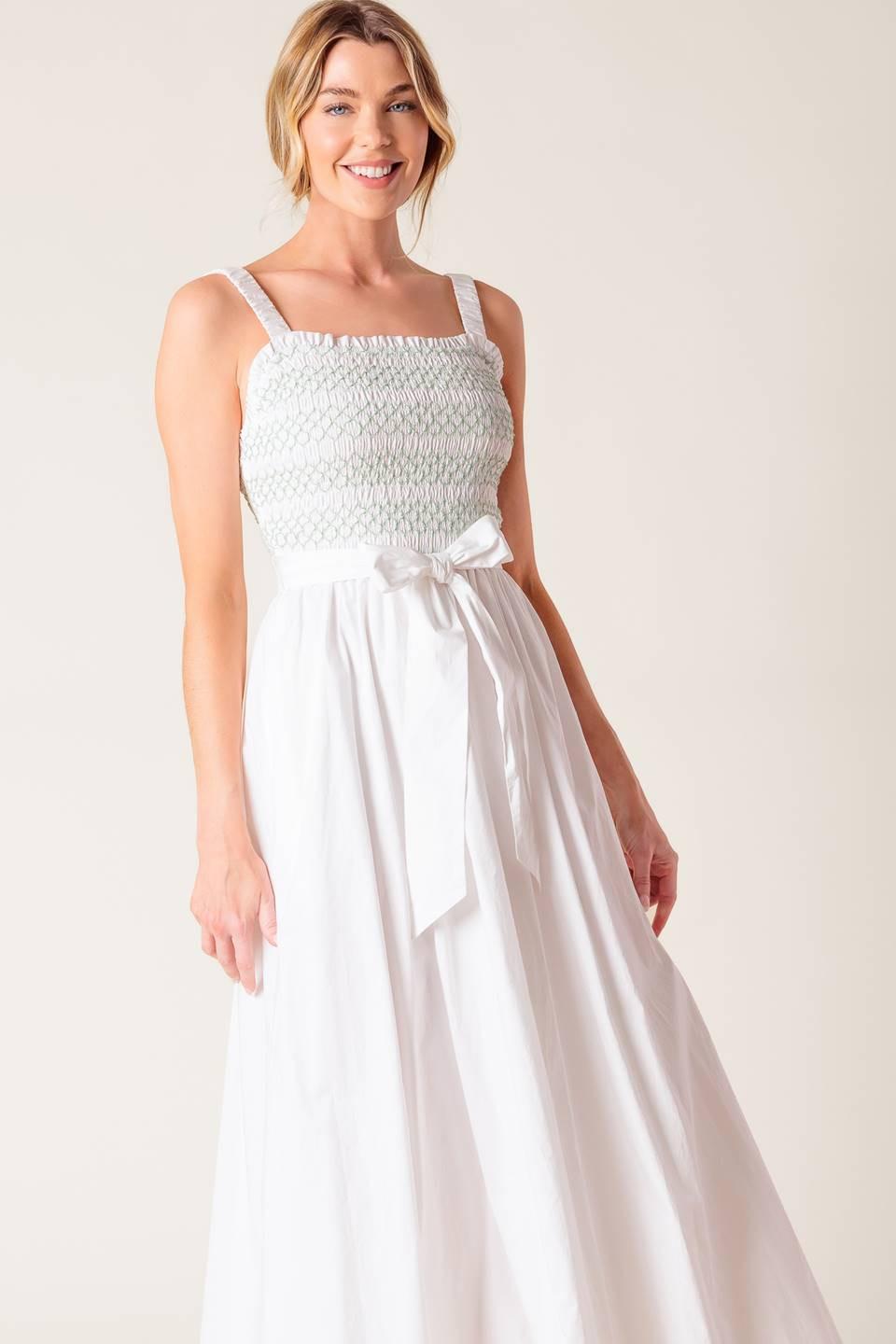 ROMINA BRODERIE WOVEN MIDI DRESS Flying Tomato