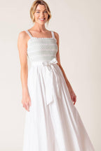 ROMINA BRODERIE WOVEN MIDI DRESS Flying Tomato