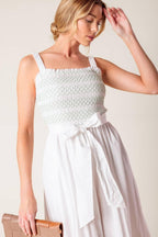 ROMINA BRODERIE WOVEN MIDI DRESS Flying Tomato