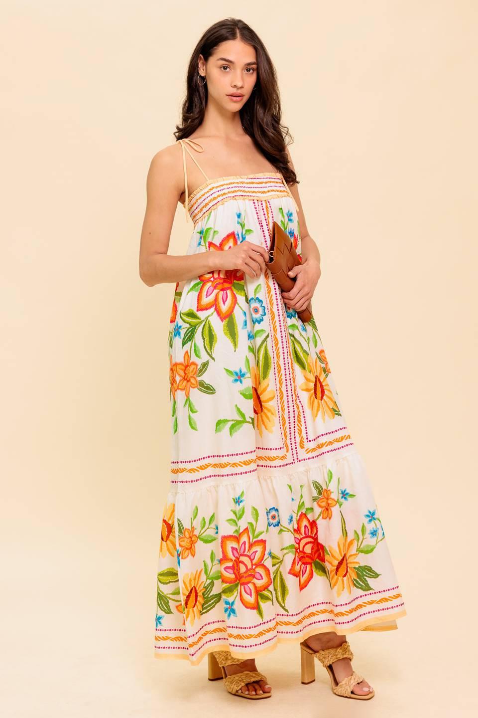 SAID AND DONE IVORY WOVEN MAXI DRESS Flying Tomato