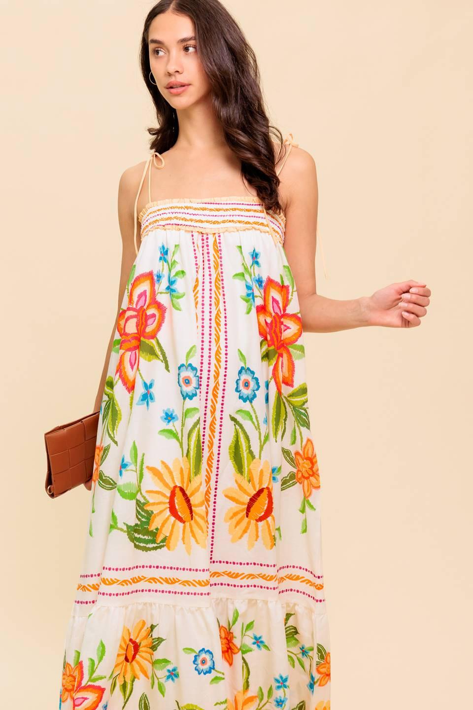 SAID AND DONE IVORY WOVEN MAXI DRESS Flying Tomato