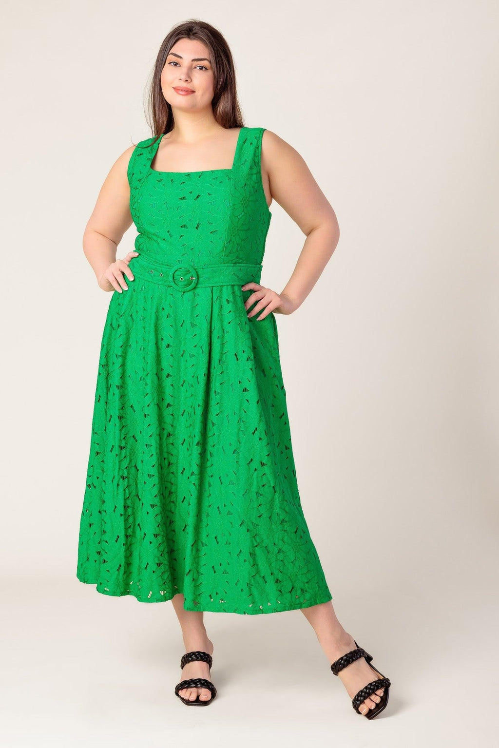 DAFFODILS & DAYDREAMS WOVEN LACE MIDI DRESS Flying Tomato