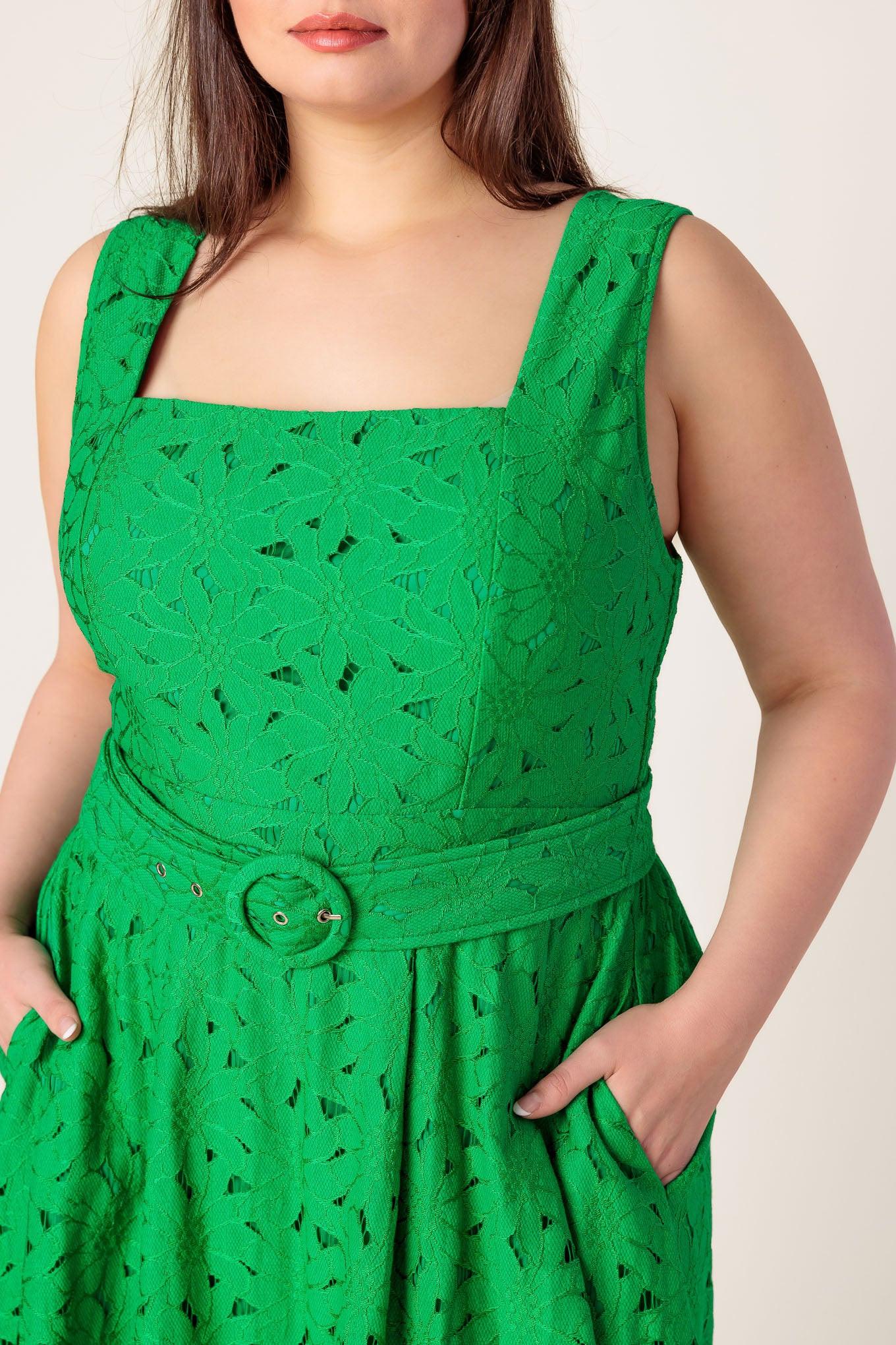 DAFFODILS & DAYDREAMS WOVEN LACE MIDI DRESS Flying Tomato