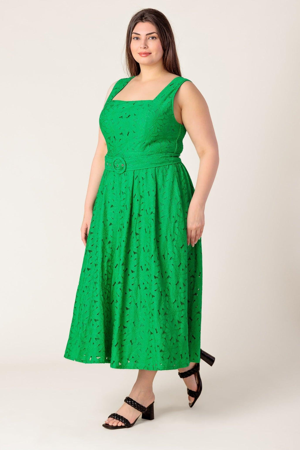 DAFFODILS & DAYDREAMS WOVEN LACE MIDI DRESS Flying Tomato