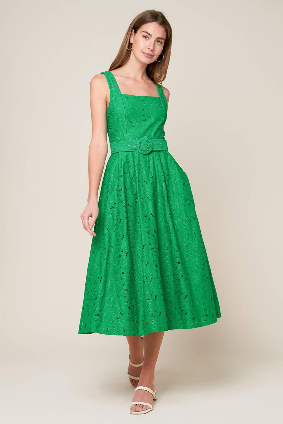 DAFFODILS & DAYDREAMS WOVEN LACE MIDI DRESS Flying Tomato