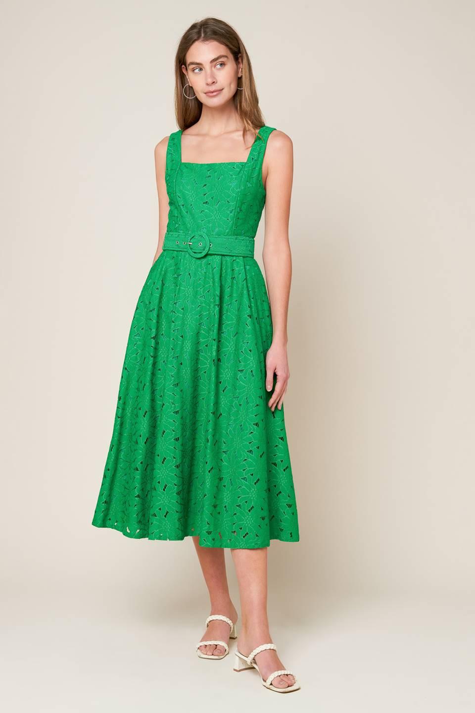 DAFFODILS & DAYDREAMS WOVEN LACE MIDI DRESS Flying Tomato