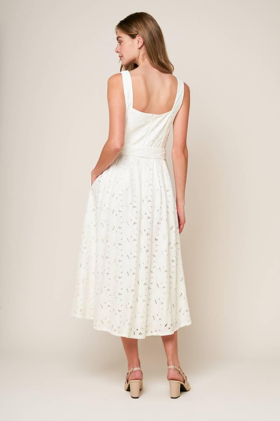 DAFFODILS & DAYDREAMS WOVEN LACE MIDI DRESS Flying Tomato