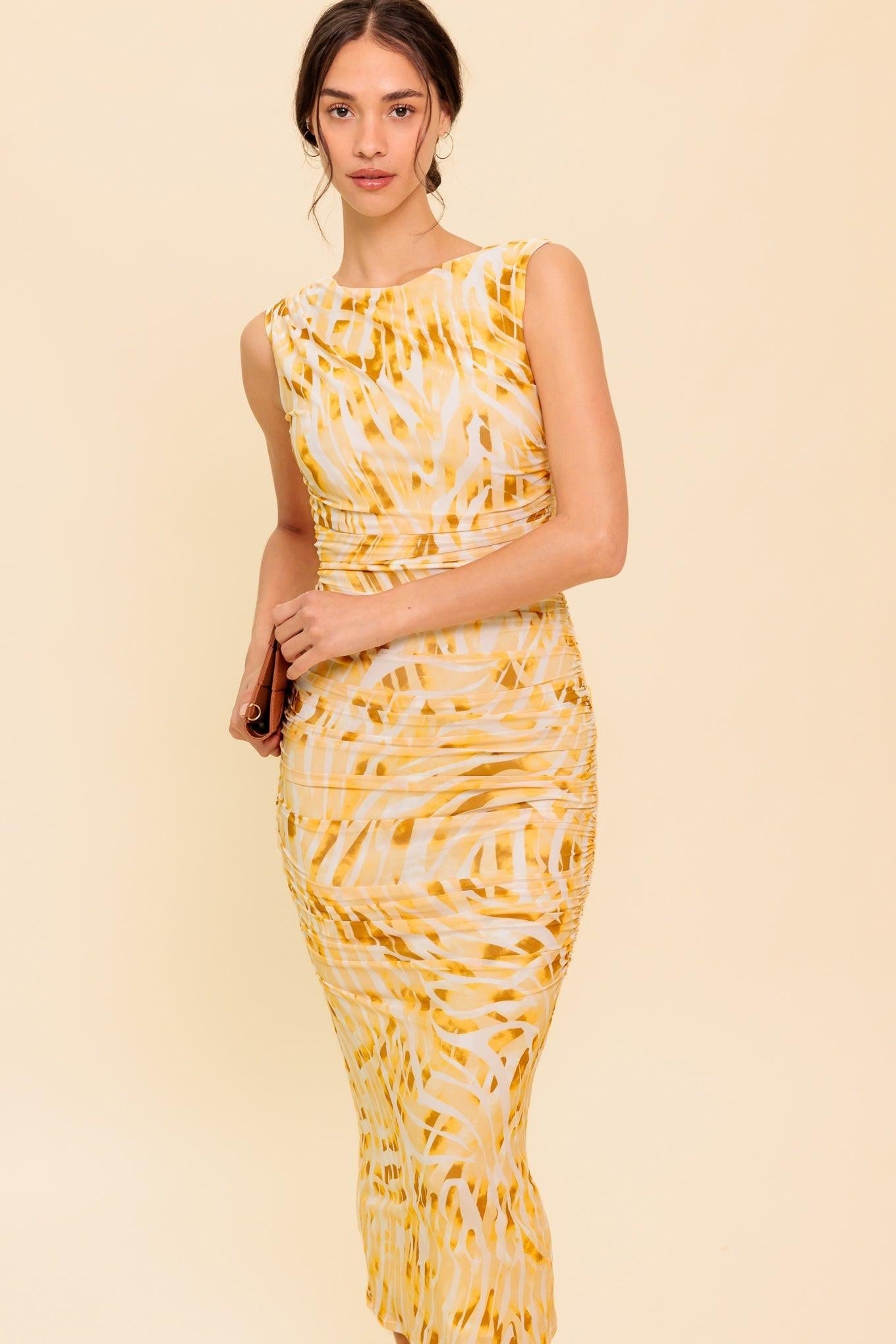 SWEET AS EVER POWER MESH BODYCON MIDI DRESS Flying Tomato