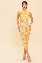 SWEET AS EVER POWER MESH BODYCON MIDI DRESS Flying Tomato