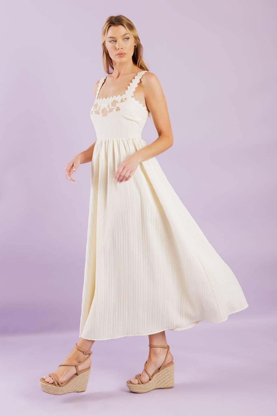 TOTAL CRUSH CREAM WOVEN MIDI DRESS Flying Tomato