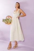 TOTAL CRUSH CREAM WOVEN MIDI DRESS Flying Tomato