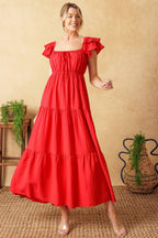 GET WITH IT WOVEN MIDI DRESS Flying Tomato