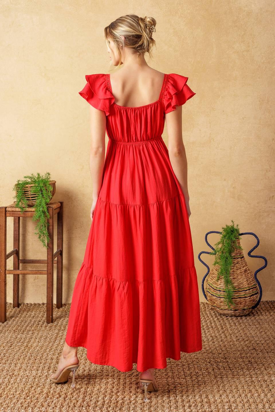 GET WITH IT WOVEN MIDI DRESS Flying Tomato