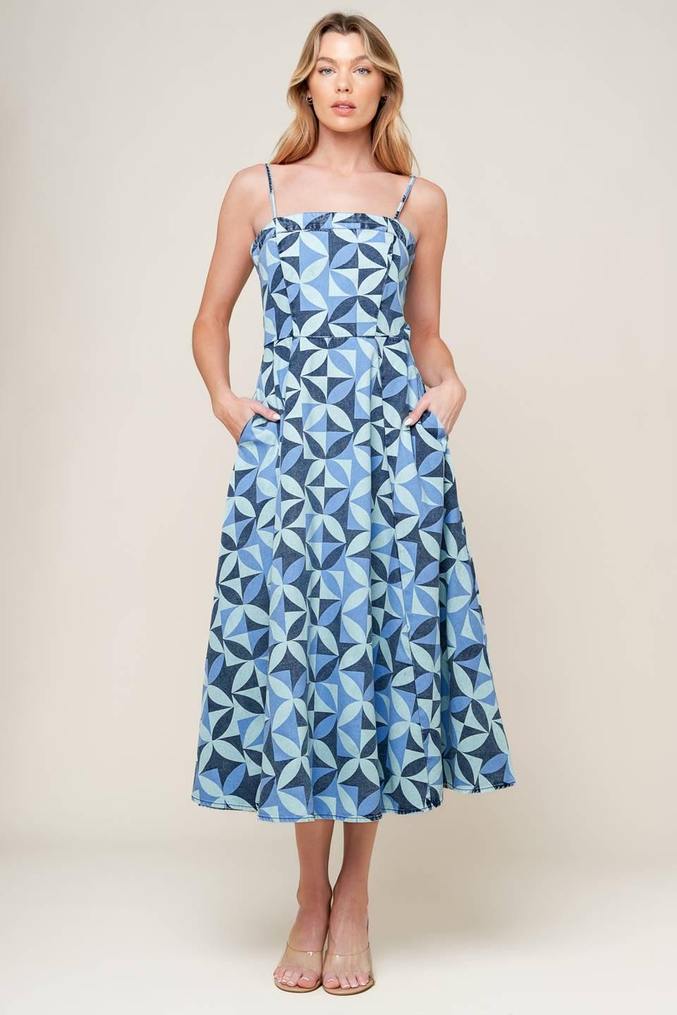 GWENNY BLUE DENIM MIDI DRESS Flying Tomato