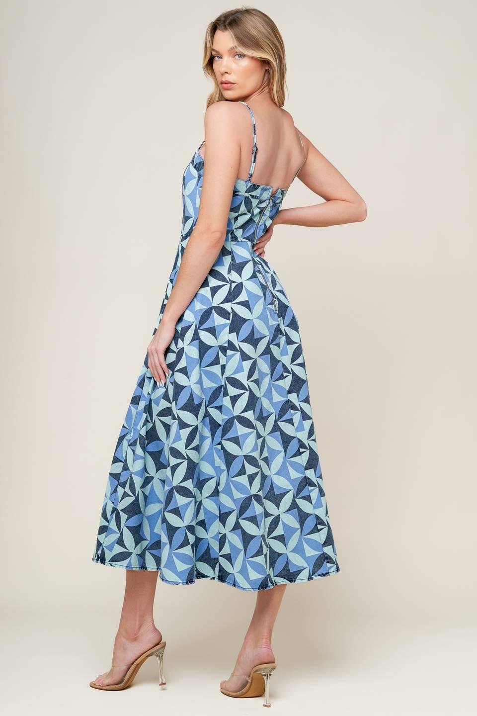 GWENNY BLUE DENIM MIDI DRESS Flying Tomato