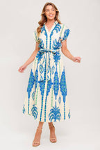 SOFTLY SPOKEN BLUE WOVEN MIDI DRESS Flying Tomato