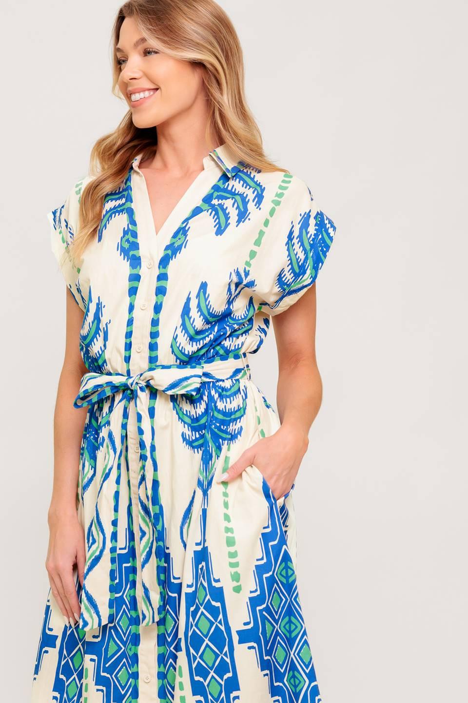SOFTLY SPOKEN BLUE WOVEN MIDI DRESS Flying Tomato