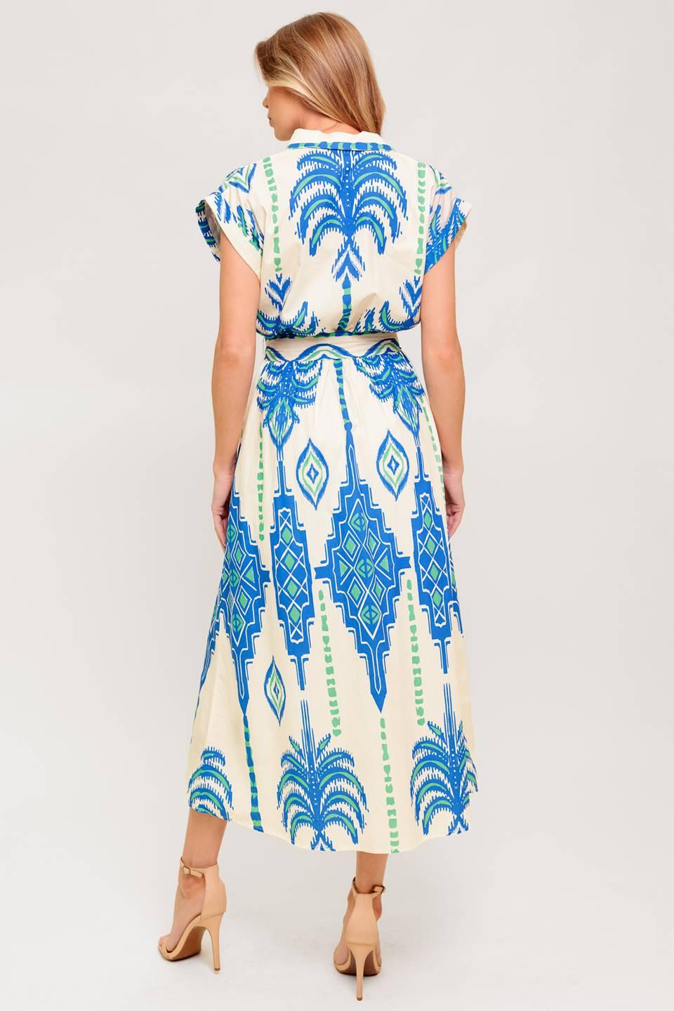 SOFTLY SPOKEN BLUE WOVEN MIDI DRESS Flying Tomato