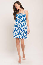 COASTAL SCROLL WOVEN MINI DRESS Flying Tomato