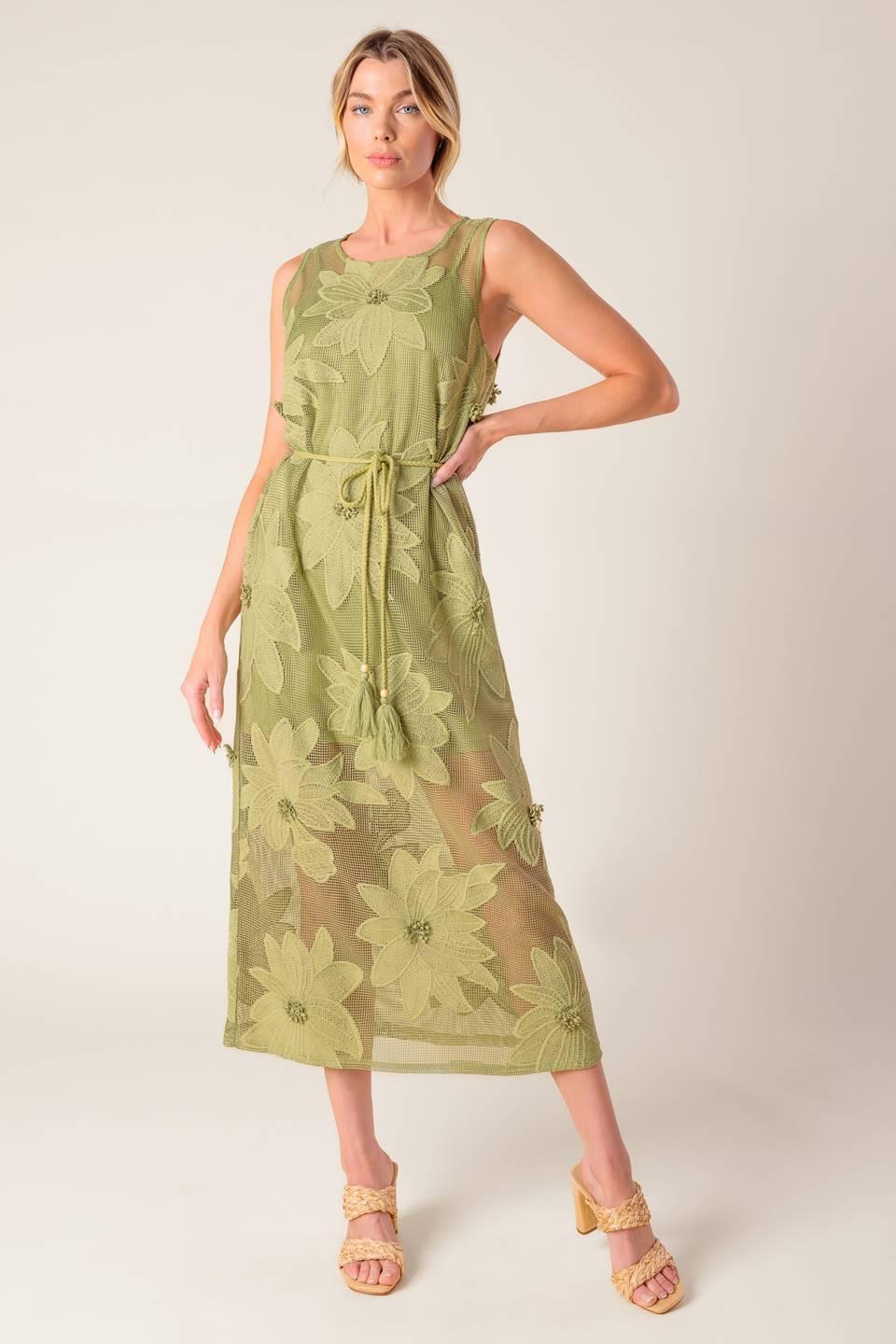 IN MY FREE TIME WOVEN LACE MIDI DRESS Flying Tomato