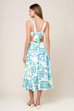ON THE MOVE BLUE WOVEN MIDI DRESS Flying Tomato
