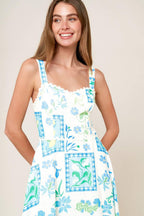 ON THE MOVE BLUE WOVEN MIDI DRESS Flying Tomato