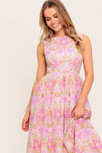 UNDER THE SUN PINK WOVEN MIDI DRESS Flying Tomato