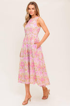 UNDER THE SUN PINK WOVEN MIDI DRESS Flying Tomato