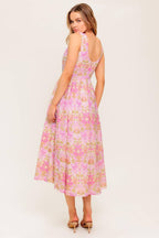 UNDER THE SUN PINK WOVEN MIDI DRESS Flying Tomato