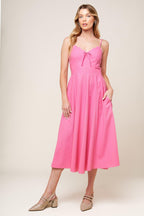 LET THE LIGHT PINK WOVEN MIDI DRESS Flying Tomato