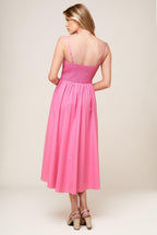 LET THE LIGHT PINK WOVEN MIDI DRESS Flying Tomato