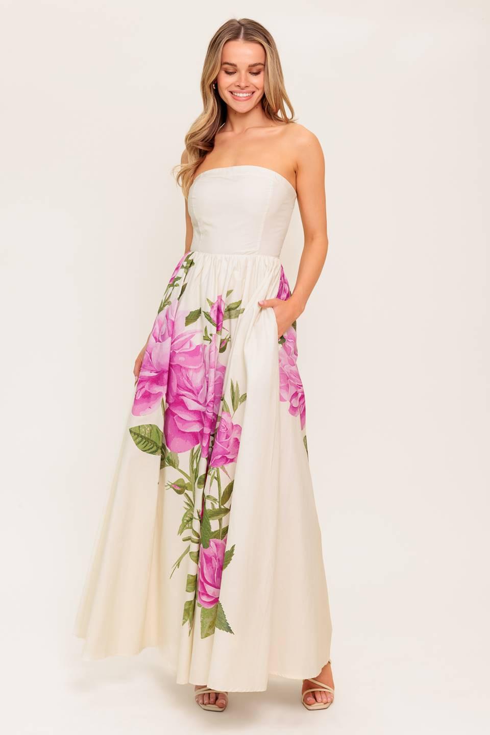 CAUGHT IN THE BREEZE FLORAL WOVEN MAXI DRESS Flying Tomato