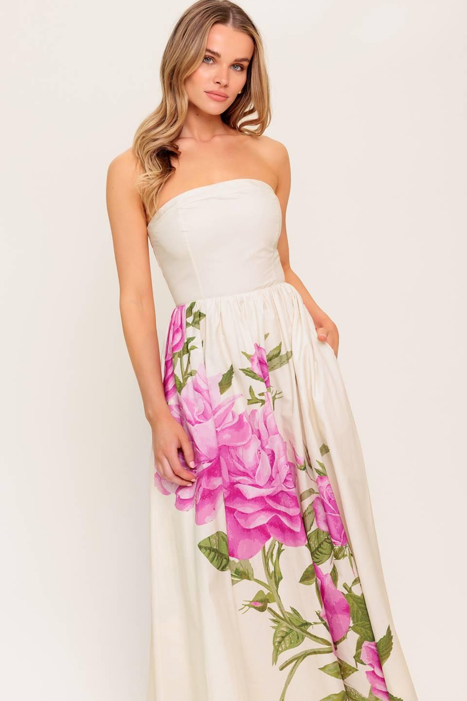 CAUGHT IN THE BREEZE FLORAL WOVEN MAXI DRESS Flying Tomato