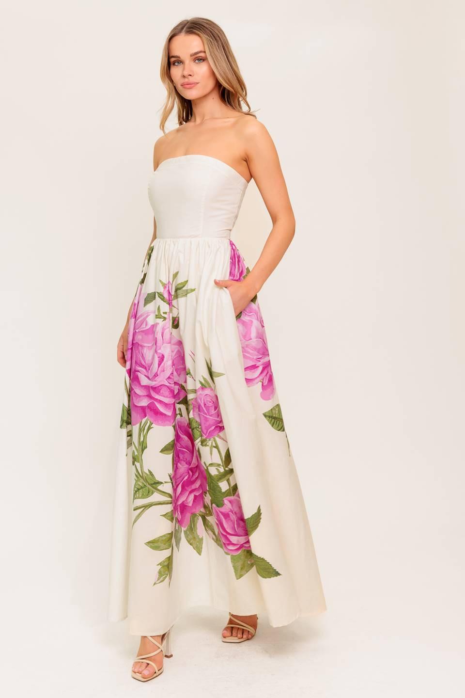 CAUGHT IN THE BREEZE FLORAL WOVEN MAXI DRESS Flying Tomato