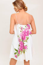 GARDEN WHISPERS PINK FLORAL WOVEN MINI DRESS Flying Tomato