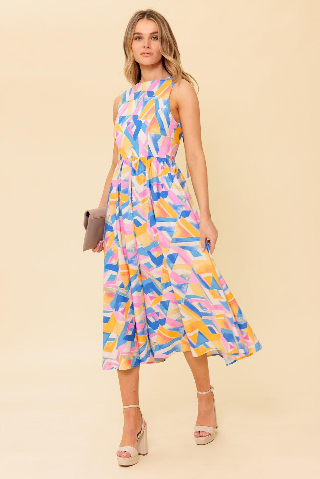 PATTON PARK BLUE WOVEN MIDI DRESS Flying Tomato