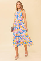 PATTON PARK BLUE WOVEN MIDI DRESS Flying Tomato