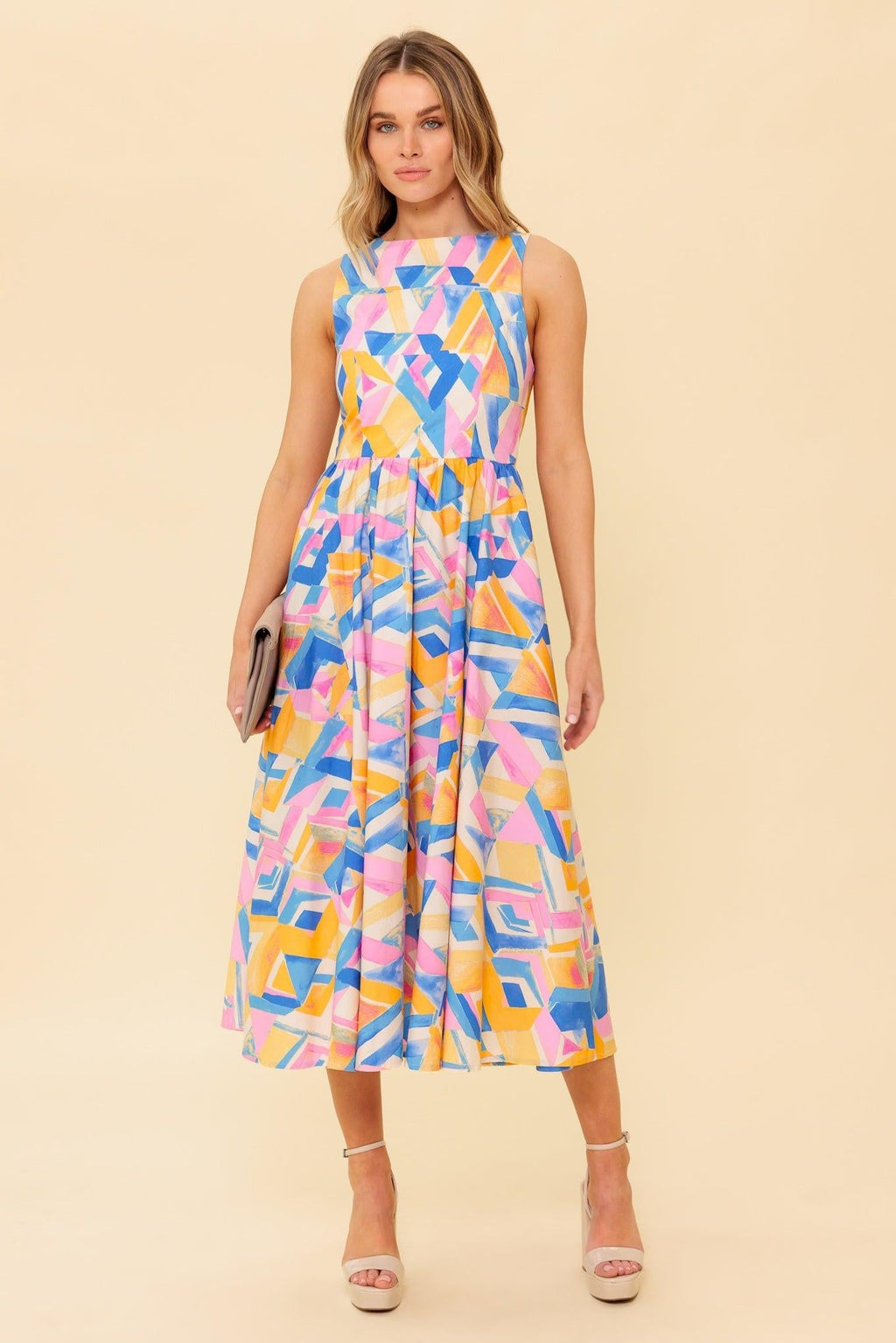 PATTON PARK BLUE WOVEN MIDI DRESS Flying Tomato