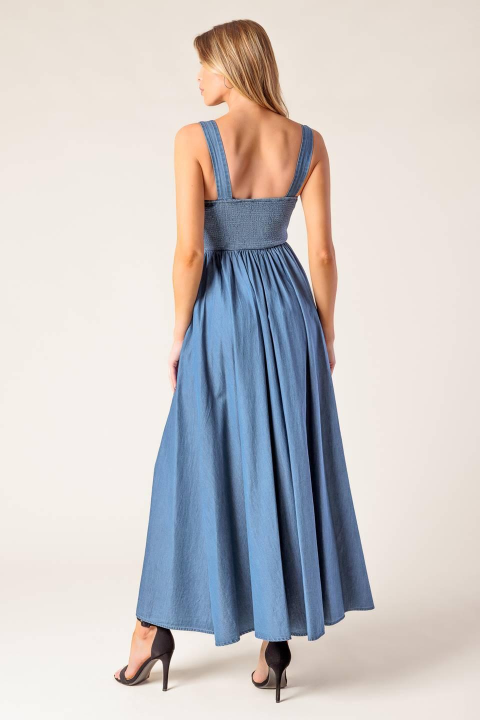 PASSIFLORA INDIGO DENIM MIDI DRESS Flying Tomato