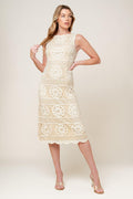 PRETTIEST ENERGY CREAM LACE MIDI DRESS Flying Tomato