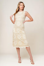 PRETTIEST ENERGY CREAM LACE MIDI DRESS Flying Tomato