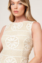 PRETTIEST ENERGY CREAM LACE MIDI DRESS Flying Tomato